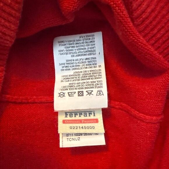 Ferrari Official Product Red Sweater V-Neck Long Sleeve Cotton Mens L By Puma - Picture 5 of 6